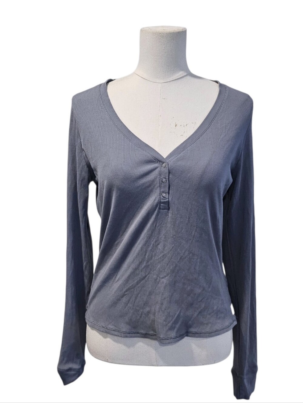 Vuori Slate-Blue V-Neck Henley Long Sleeve Size XL